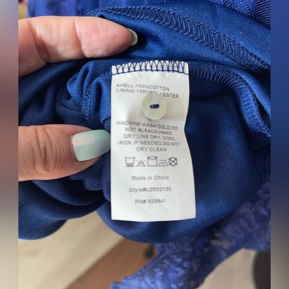 Slate Floral Lace-Overlay Button-Front Empire-Waist Tunic, NWT, 1X - Picture 8 of 8